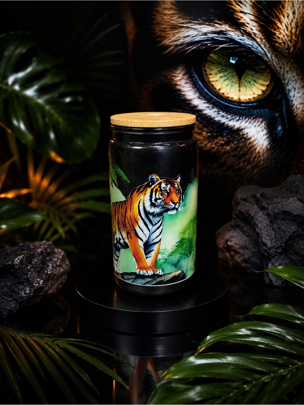 Tiger’s Gaze | 16 oz Cat Eye Flow GlitterSip™ Snow Globe Tumbler